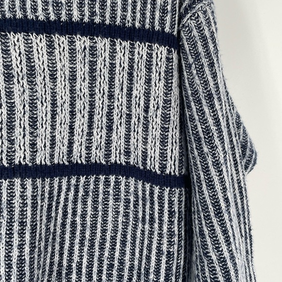 VTG Sweater Graphix Navy Light Blue Ribbed Knit 80s-90s Crewneck Grandpa… - Picture 9 of 13